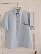 Mens Light Blue with Motif Bowling/Rockabilly Shirt Size M