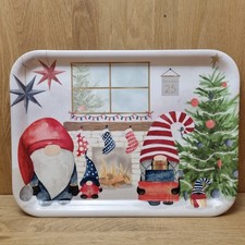 Christmas Gonk Tray 17" X 12.5" Large December 25 Robin Christmas Decs Tree 