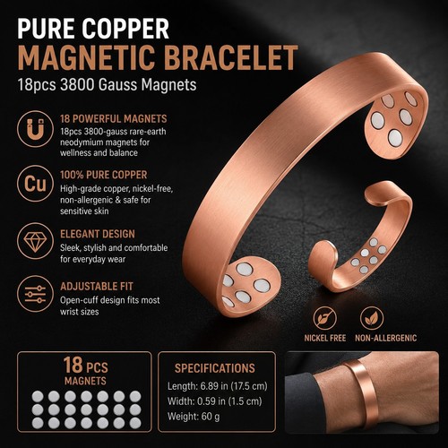 Men copper bracelet solid - copper,