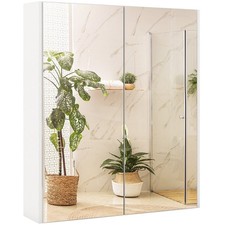Costway 2 Door White Mirrored Cabinet