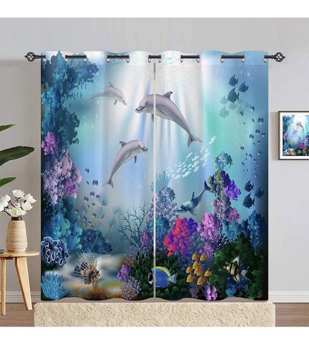 Dolphin ocean curtains eyelet - dolphin,