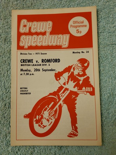 Crewe speedway 1971 - crewe, official