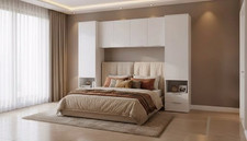 Cellini Matte White 6 Door Overbed Storage Unit with Wardrobes Bedroom Furniture