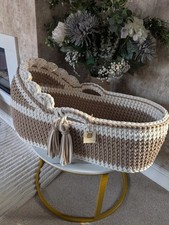 Made To Order- Crochet Moses Basket with mattress 8-9 weeks delivery NOT STAND