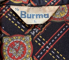Vintage Burma Shirt Mens Large Disco Dark Blue Pointed Dagger Collar 70s So Rad!