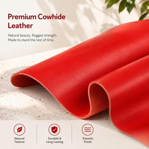 Red vegetable tanned cowhide - red,