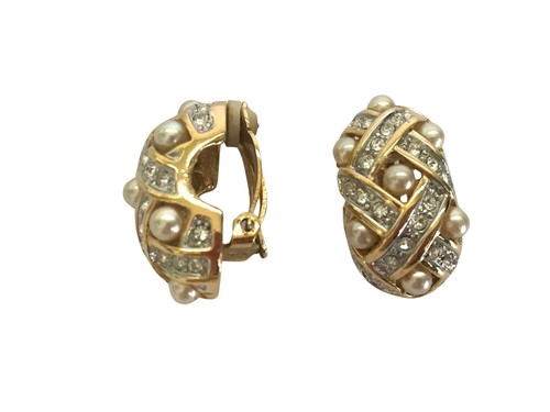 Crystal gold plated hoop clip - crystal,