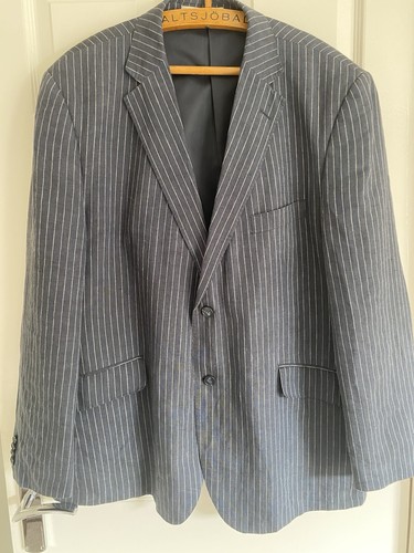 Navy pinstripe pure linen - navy,
