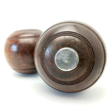 Antique Wooden Lawn Bowls PRESIDENTS PRIZE 1889 Perth Scotland Trophy Set of Two