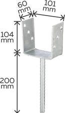 U Shape Post Support Base Bracket Heavy Duty Galvanised 101mm Fence & Deck