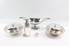 Silver Plate Muffin Tin Cocktail Shaker Fruit Bowl Gadrooned Edge Vintage 2727g