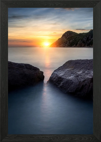 Sunset the sea beach - at, framed