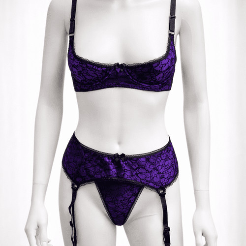 Ladies purple lace piece - ladies, 3-piece