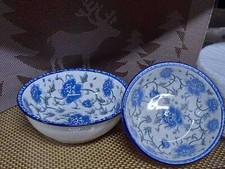 Set of 2 Blue White Ceramic