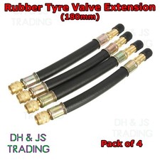 4x Flexible Rubber Tyre Valve Extension 180mm - Twin Wheel Lorry Van Bus Adapter
