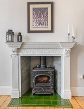 VINGAGE ADAM STYLE NEO-CLASSICAL FIREPLACE SURROUND ORNATE WOOD PLASTER WHITE