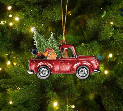 Chicken christmas truck car - chicken,