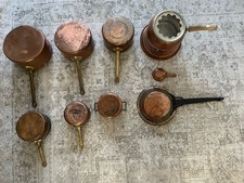 Antique 19th Century French Set Of 9 Copper Pans