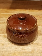 Pearson Glazed Brown Pot Jar Ceramic Thorntons Special Toffee With Lid Vintage