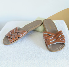 Salt-Water UK 3 brown Retro Slide womens leather sandal slider open toe