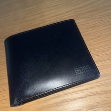 HUGO BOSS Bi-fold Genuine Leather Wallet for Men - Black with coin pouch
