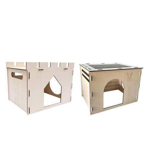 Wooden rabbit house cabin - rabbit,