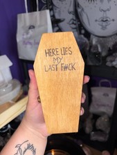 Adult humour wooden coffin