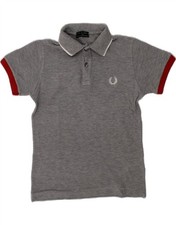 FRED PERRY Boys Polo Shirt 7-8 Years Grey Cotton HE12