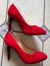 M&S Autograph Red Suede High Heel Court Shoes - Size 4 - New