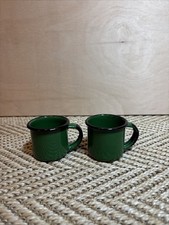 2 Green Enamel Espresso Cups