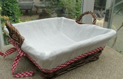 Wicker basket tray lined - basket,