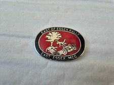 VINTAGE EAST OF ESSEX MCC MOTORCYCLE CLUB RALLY BIKE RED ENAMEL PIN BADGE