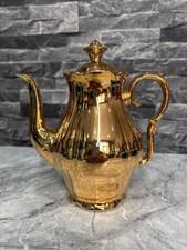 Vintage China Gold Tea Pot 19cm Tall with Lid and Handle