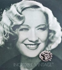 Vintage SPHINX Clear Rhinestone Floral Brooch 1940s Art Deco Bridal Posy Pin