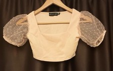 BNWOT Size 2 PrettyLittleThing Rose Pink Puff Sleeve Crop Top