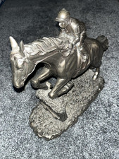 Horse Racing Jockey Statue Figure Polystone Bronze Home Decor Italy 22 cm