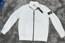 Size XL Men’s Stone Island White Sweatshirt Hoodless Jacket Cardigan 