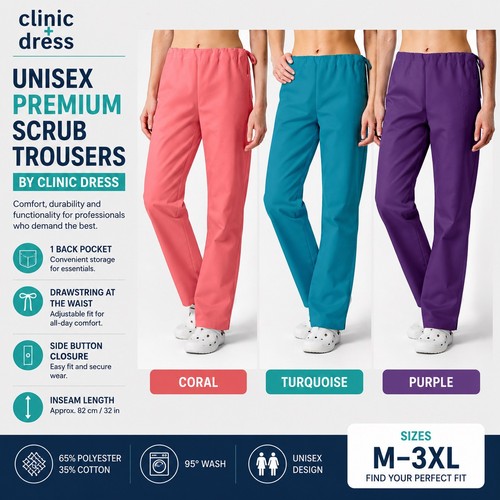 Unisex nurses scrub trousers - nurses,