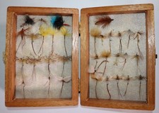 Wooden Box of 32 Flies from