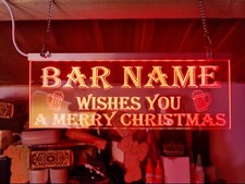 man cave Open Bar sign LED  - light up  Bar Merry Christmas sign garden shed
