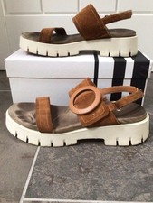 Clarks Tan Suede Big Buckle Chunky Sole Sandals Size 6