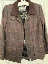 Ladies Joules FieldCoat Green and Pink Check Size 10 Pre-owned
