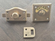 Brass Art Deco Toilet Door Lock Sliding Bolt Indicator (Antique)