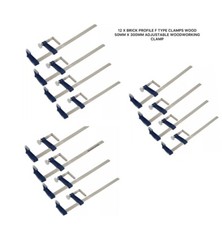 12 X BRICK PROFILE F TYPE CLAMPS WOOD 50MM X 300MM ADJUSTABLE WOODWORKING CLAMP