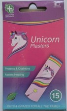 A & E Unicorn Coloured Plasters for Cuts & Grazes 15 Pack