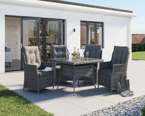 Grey dining table and chairs - grey, 4