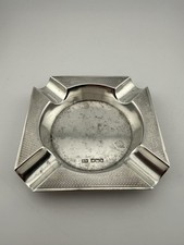1955/56 Square Sterling Silver Engine Turned Ashtray 72.7g 9cm - not Scrap