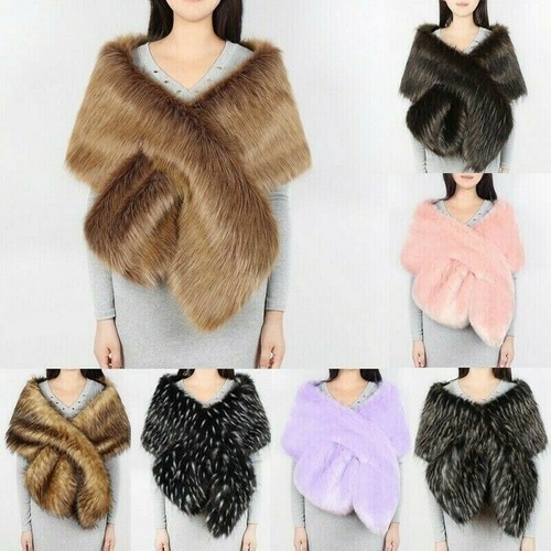 Women winter faux fur shawl - women,