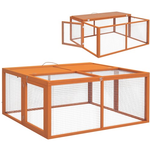 Pawhut rabbit hutch folding - hutch,,