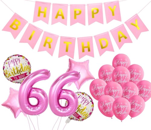 Pink 66th birthday decorations - pink,